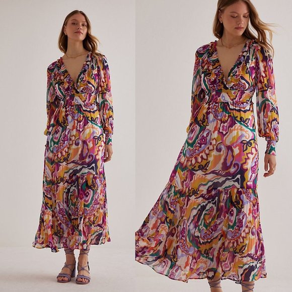 NEW Anthropologie The Odetta Ruffled V-Neck Dress - Picture 3 of 7